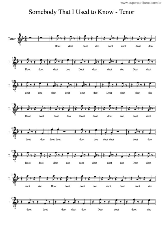 Partitura da música Somebody That I Used To Know – Tenor