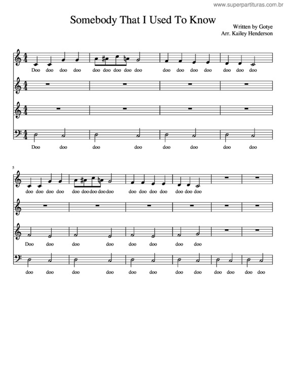 Partitura da música Somebody That I Used To Know v.10