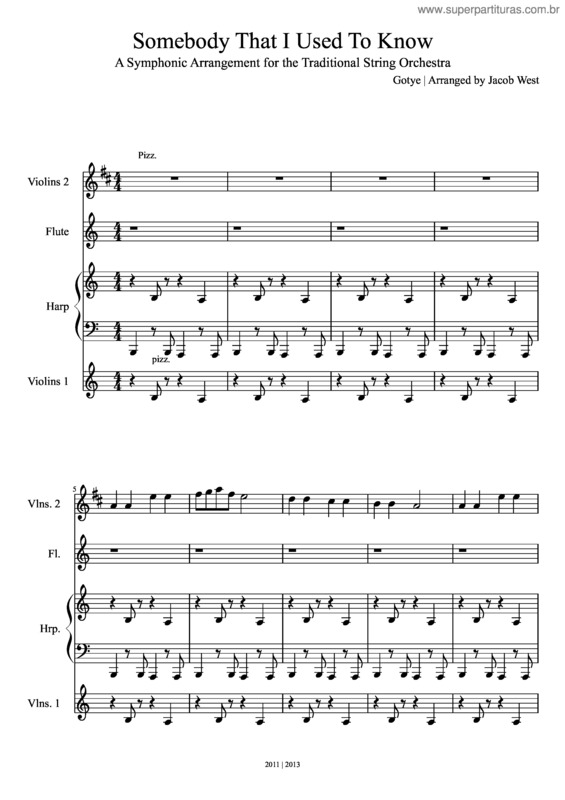 Partitura da música Somebody That I Used To Know v.13