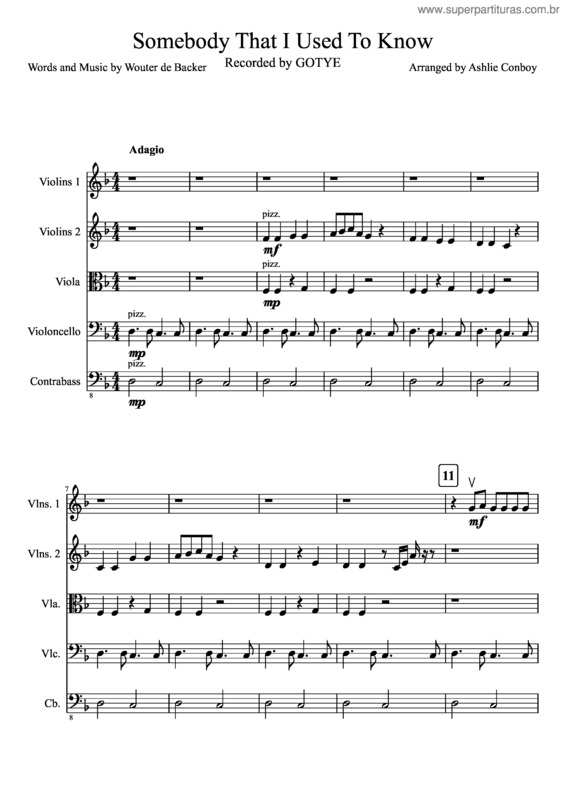 Partitura da música Somebody That I Used To Know v.14