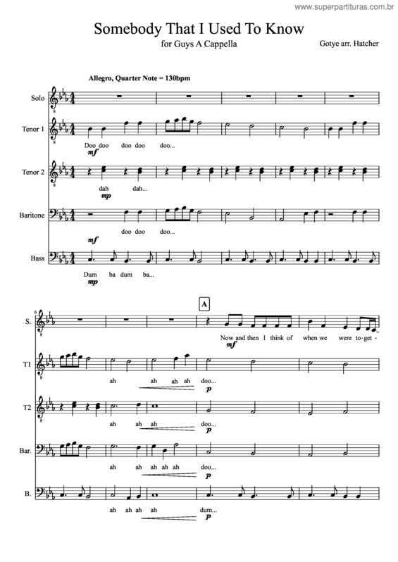 Partitura da música Somebody That I Used To Know v.15