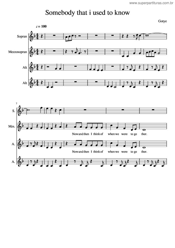 Partitura da música Somebody That I Used To Know v.17