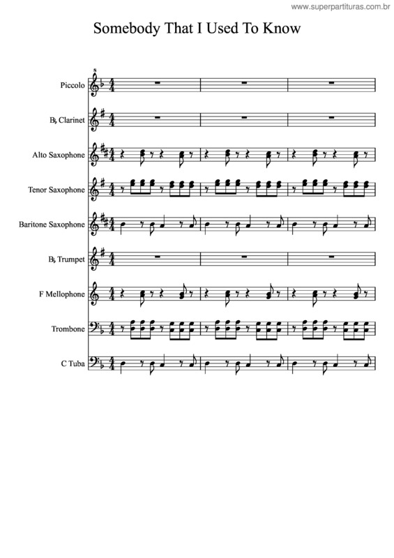 Partitura da música Somebody That I Used To Know v.18