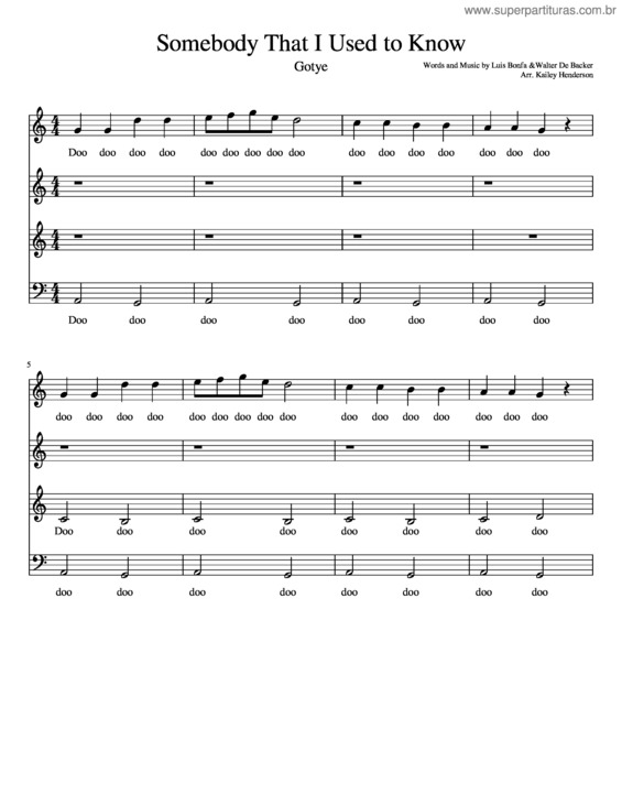 Partitura da música Somebody That I Used To Know v.21