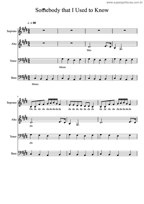 Partitura da música Somebody That I Used To Know v.28