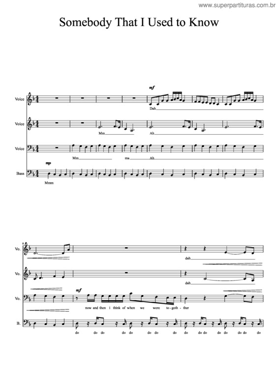 Partitura da música Somebody That I Used To Know v.3