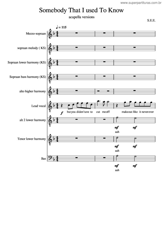 Partitura da música Somebody That I Used To Know v.30