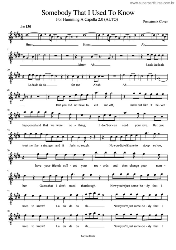 Partitura da música Somebody That I Used To Know v.31