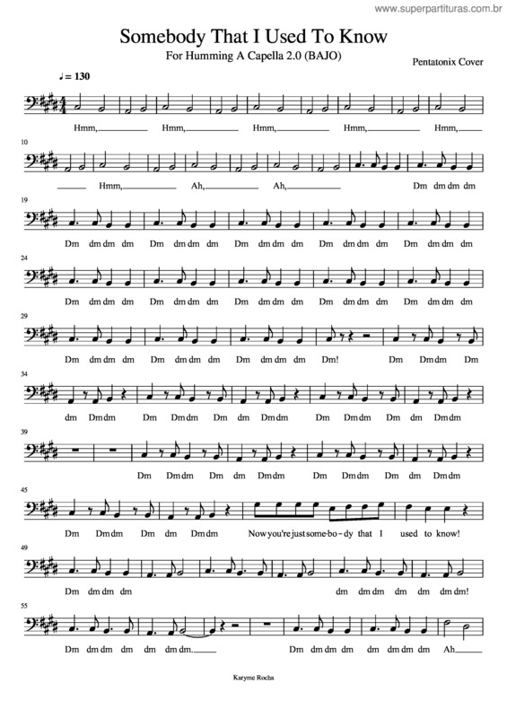 Partitura da música Somebody That I Used To Know v.33
