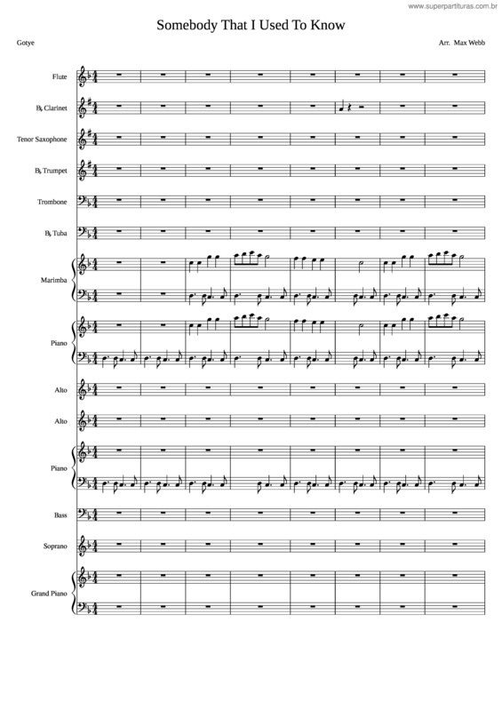 Partitura da música Somebody That I Used To Know v.34