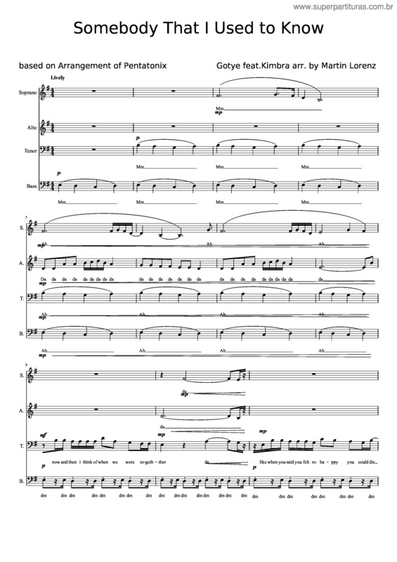 Partitura da música Somebody That I Used To Know v.35