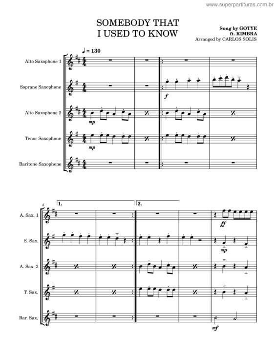 Partitura da música Somebody That I Used To Know v.36