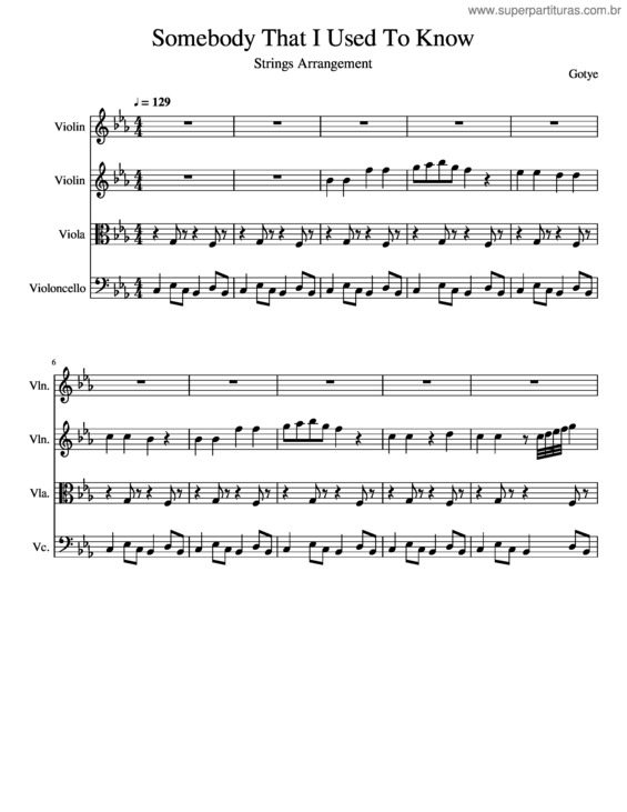 Partitura da música Somebody That I Used To Know v.4