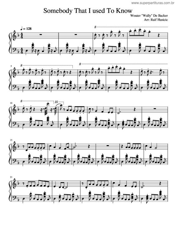 Partitura da música Somebody That I Used To Know v.42