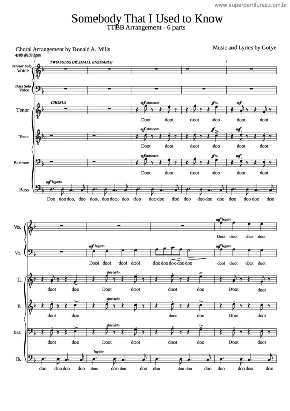 Partitura da música Somebody That I Used To Know v.43