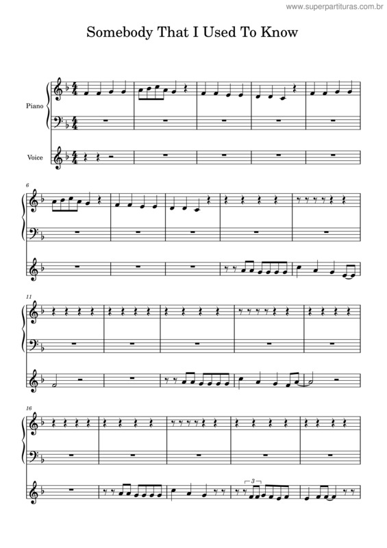 Partitura da música Somebody That I Used To Know v.47
