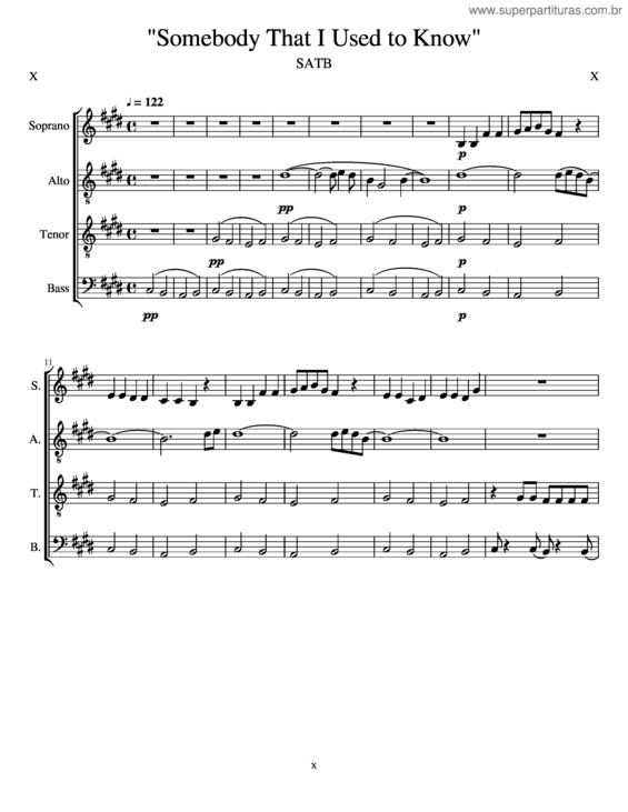 Partitura da música Somebody That I Used To Know v.48