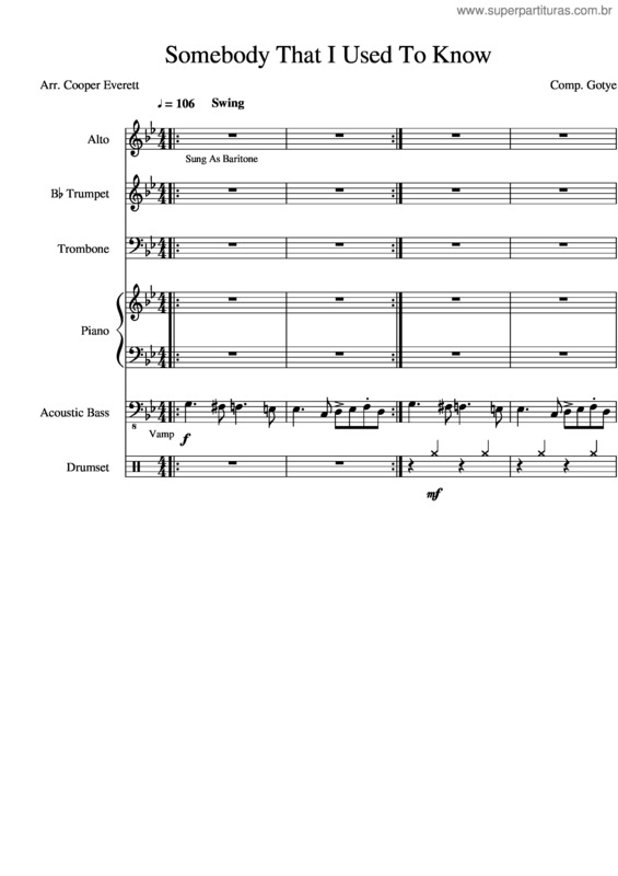 Partitura da música Somebody That I Used To Know v.49