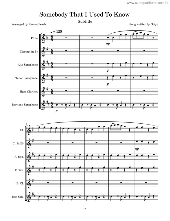 Partitura da música Somebody That I Used To Know v.50