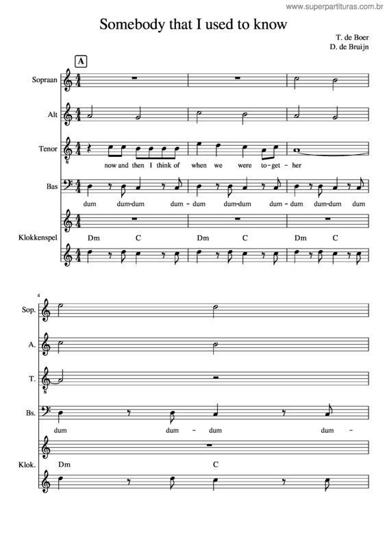 Partitura da música Somebody That I Used To Know v.54