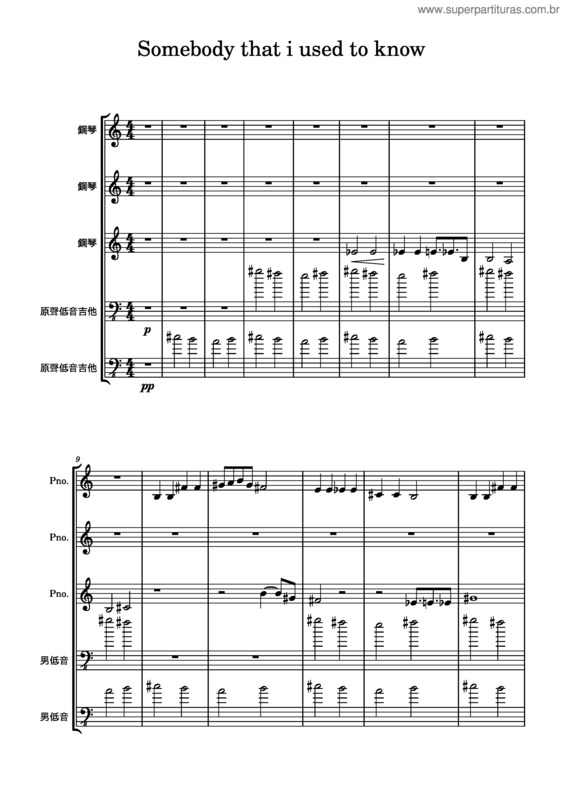 Partitura da música Somebody That I Used To Know v.55