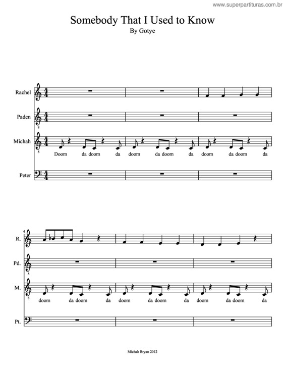 Partitura da música Somebody That I Used To Know v.6