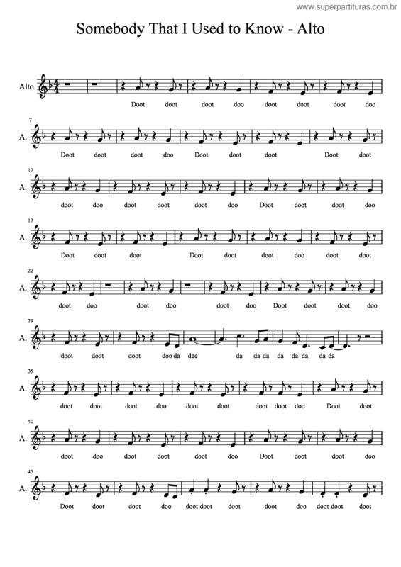 Partitura da música Somebody That I Used To Know v.7