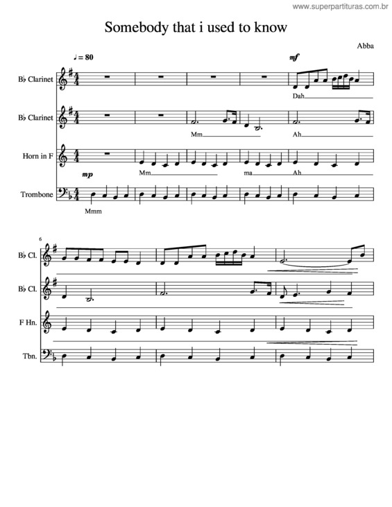 Partitura da música Somebody That I Used To Know v.8