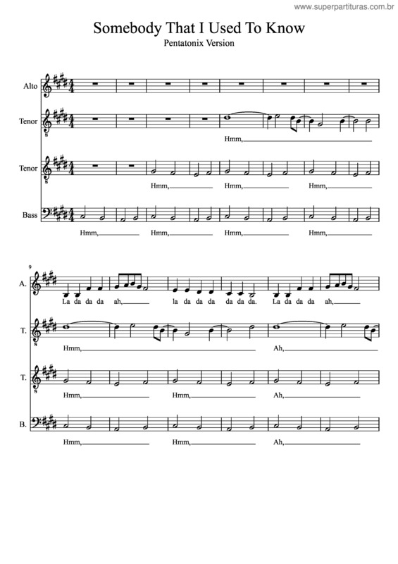 Partitura da música Somebody That I Used To Know v.9