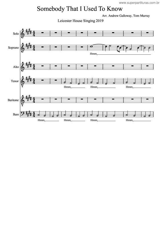 Partitura da música Somebody That I Used To Know V1