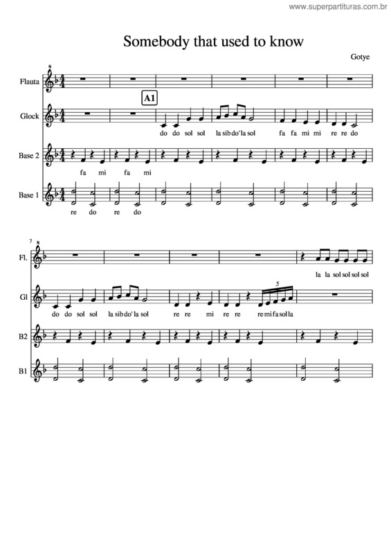 Partitura da música Somebody That Used To Know v.2