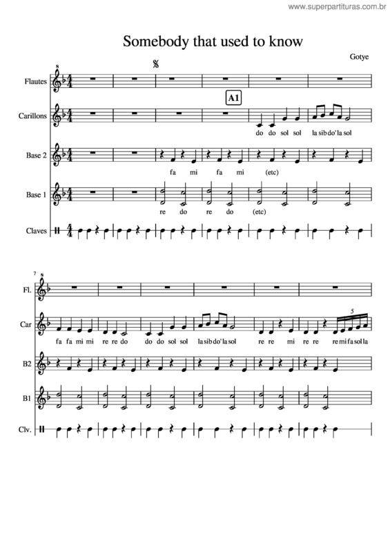 Partitura da música Somebody That Used To Know