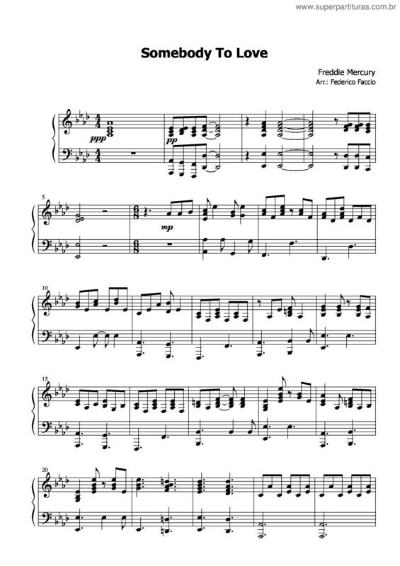 Partitura da música Somebody To Love v.3