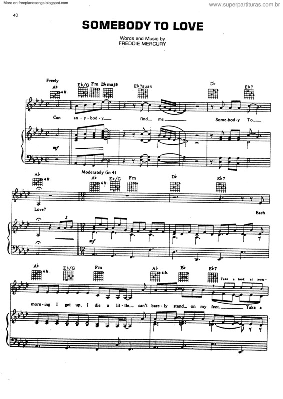 Partitura da música Somebody To Love v.7