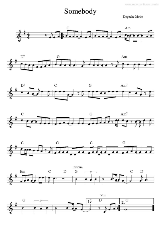 Partitura da música Somebody