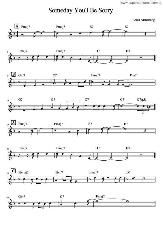 Partitura da música Someday You`Ll Be Sorry – Louis Armstrong
