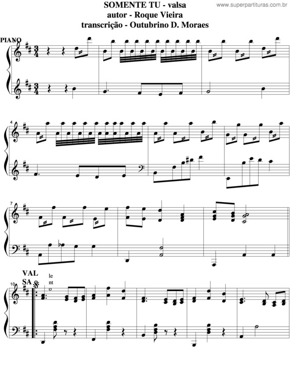 Partitura da música Somente Tú v.2