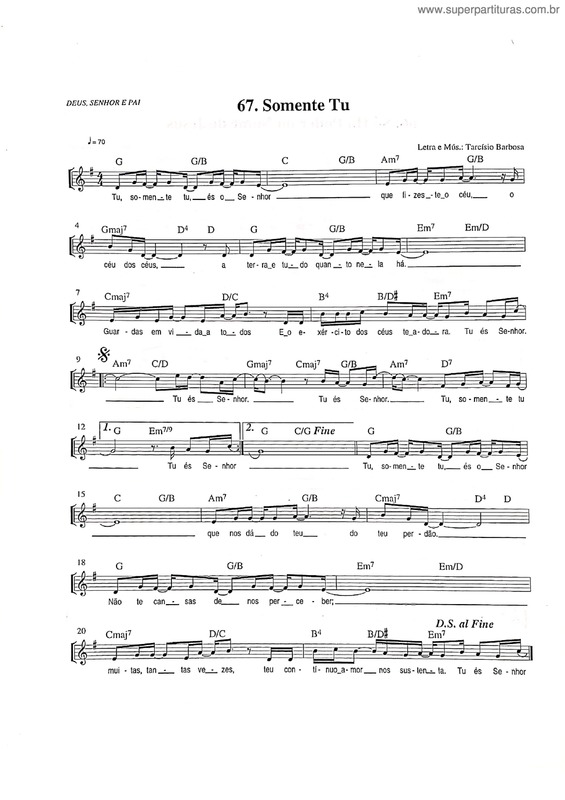 Partitura da música Somente Tu v.3