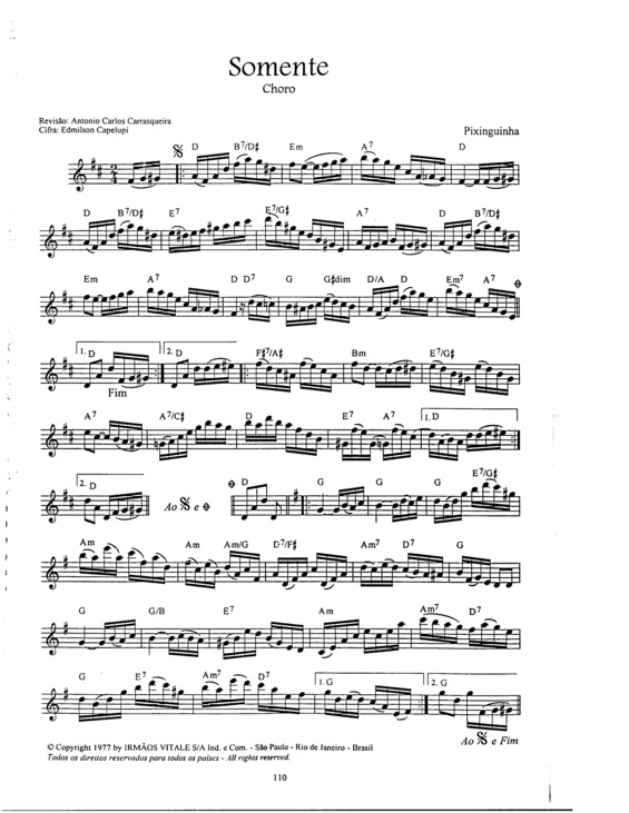 Partitura da música Somente v.3