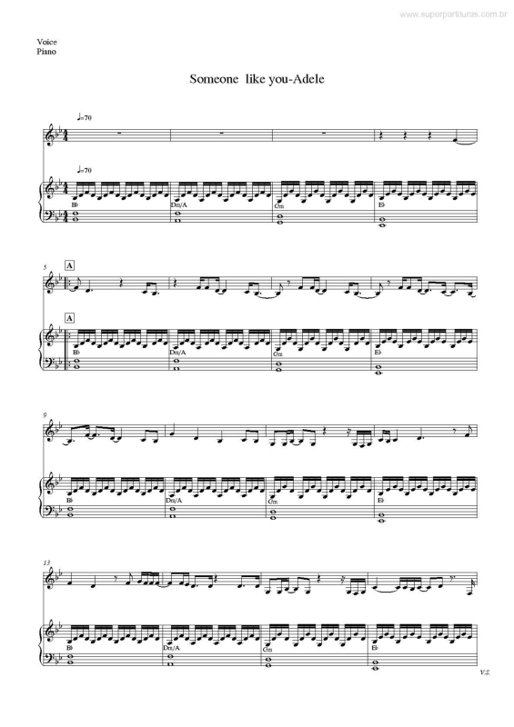 Partitura da música Someone Like You v.2