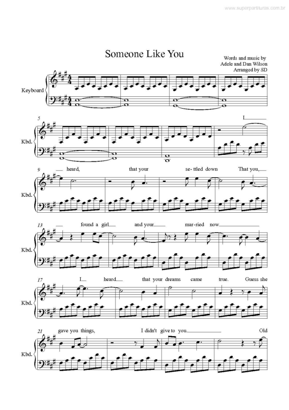 Partitura da música Someone Like You v.3