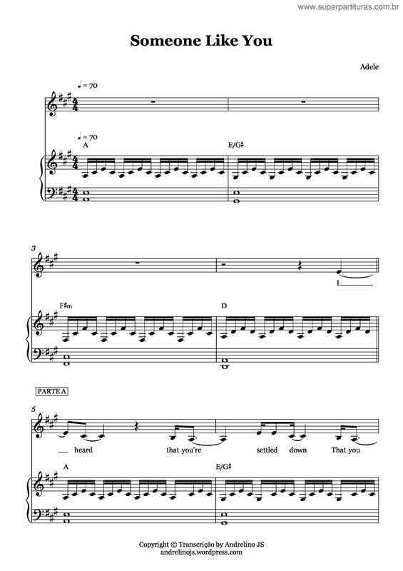 Partitura da música Someone like you v.6