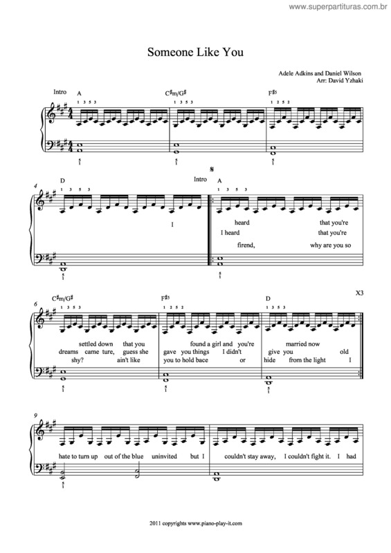 Partitura da música Someone Like You v.8