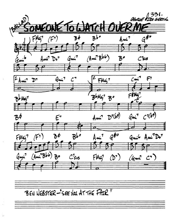 Partitura da música Someone To Watch Over Me v.2