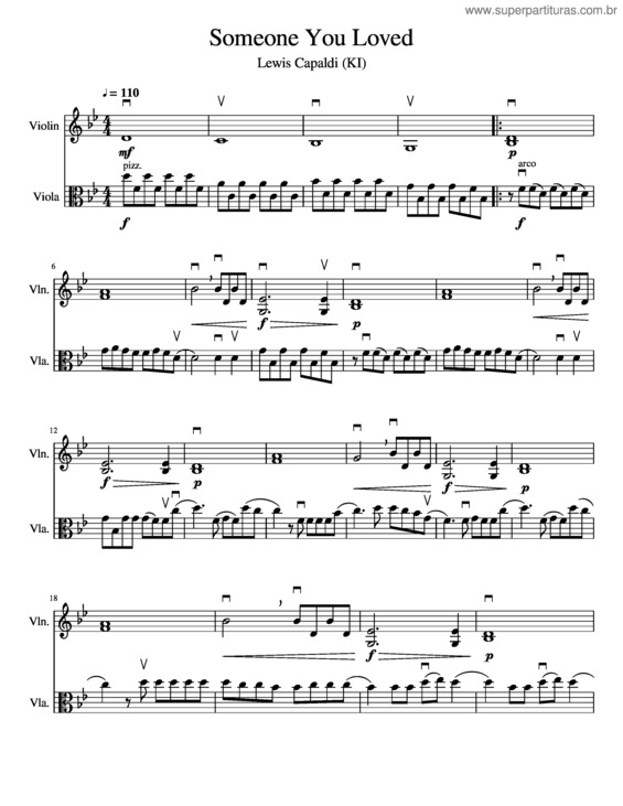 Partitura da música Someone You Loved