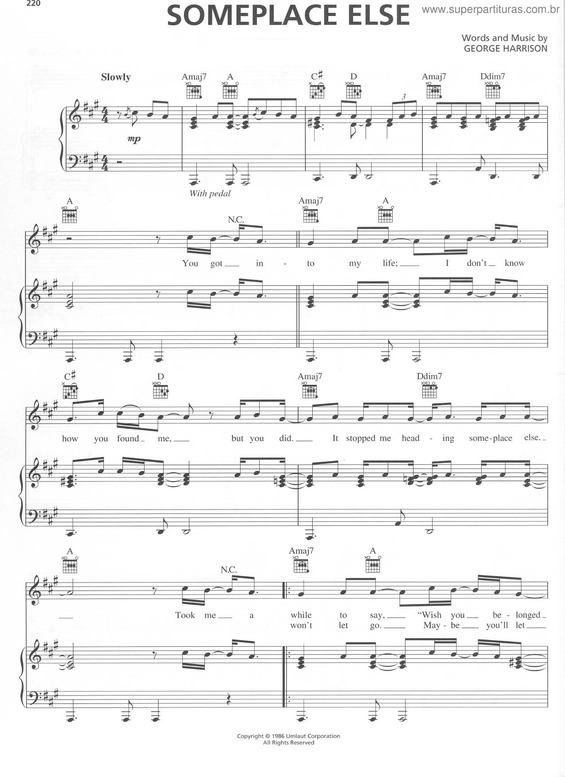 Partitura da música Someplace Else