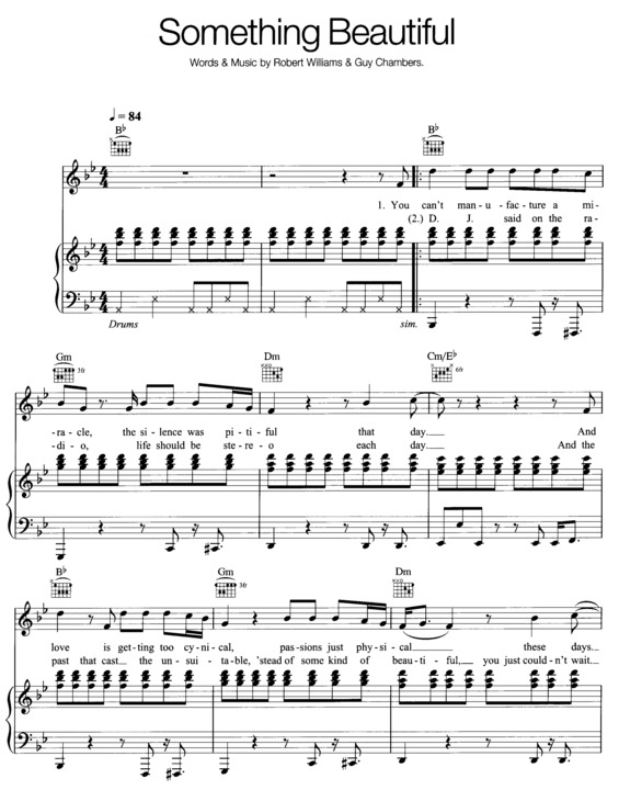 Partitura da música Something Beautiful