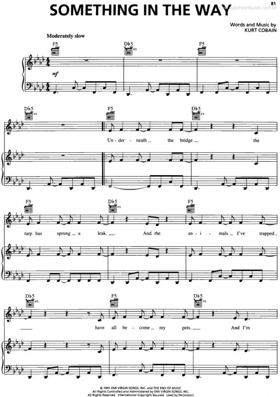 Partitura da música Something in the Way v.2