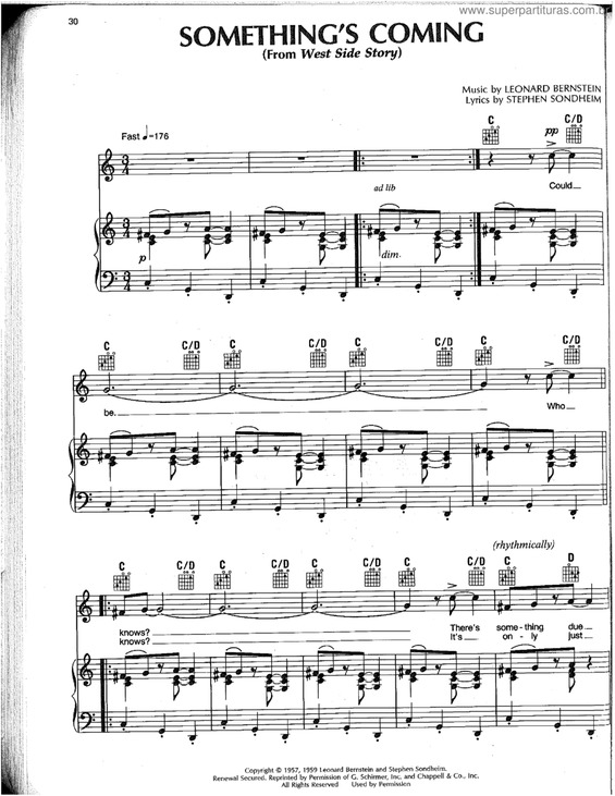 Partitura da música Something`s Coming