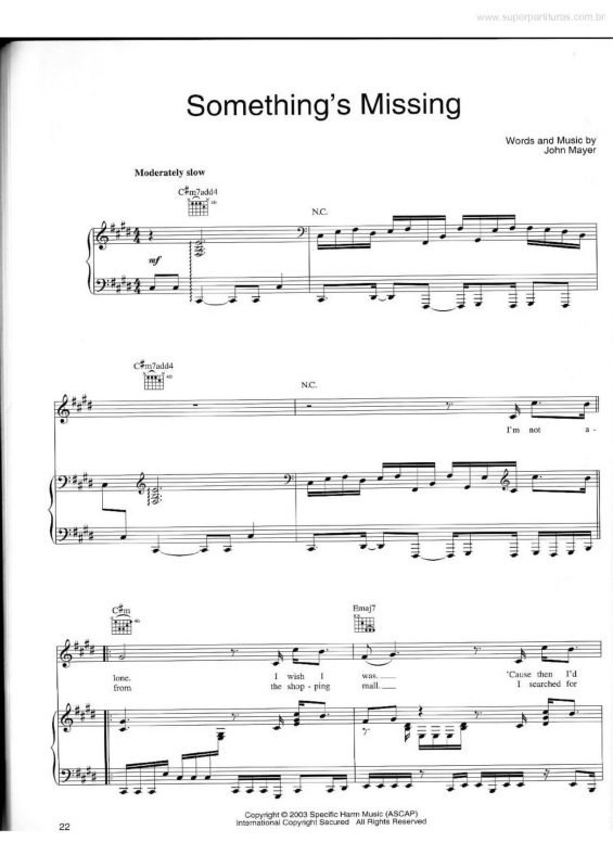 Partitura da música Something`s Missing